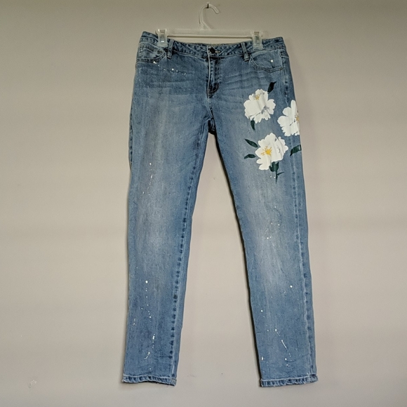 Skylar & Jade Rare 🌼 Painted Flower Ankle Jeans 27 - Picture 4 of 8